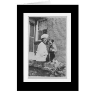 Femme et chien photographié Vintage