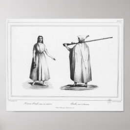 Femme et homme arabe, avec bournous poster