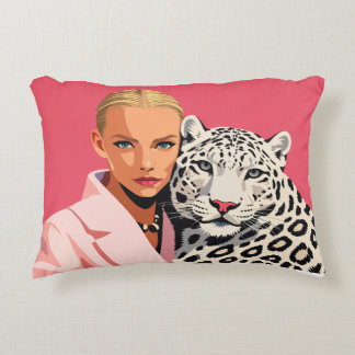 Femme et son chat imprimé Coussin de décoration