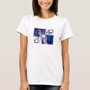 Femme et T-shirt bleu D2 de Natif américain de
