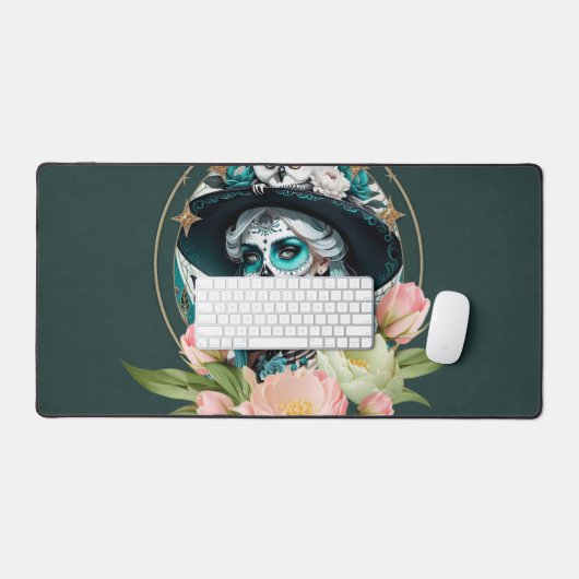 Femme étonnante avec un maquillage crâne à sucre é (Clavier et souris)