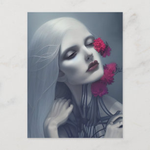 Femme Fantôme Avec Fleurs Carte Postale