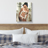 Femme Fatale Diva uit 1920 - Roken en Pistolen Canvas Afdruk (Insitu (Slaapkamer))