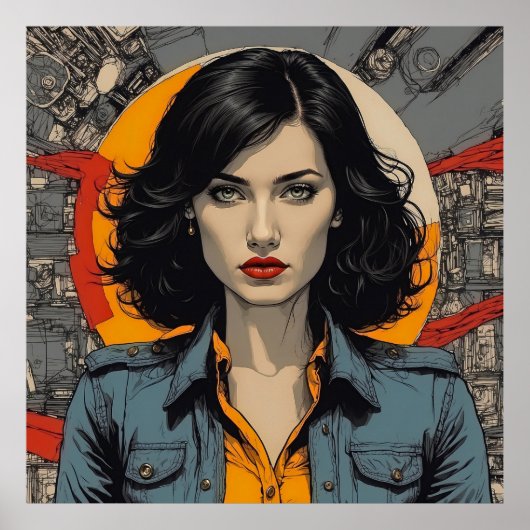 Femme Fatale Elegantie: Noir Chic Poster (Voorkant)