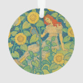 Femme-fille de fleurs dans le jardin de tournesol (dos)