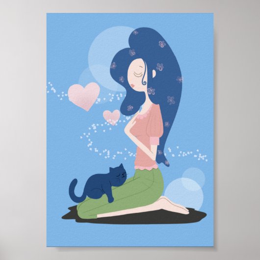 FEMME FILLE ET POSTER D'ART CAT (Devant)