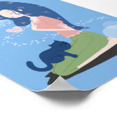 FEMME FILLE ET POSTER D'ART CAT (Coin)