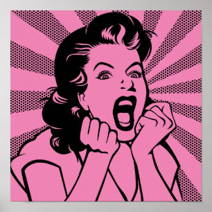 Femme Frustrée Cri Affiche Signe Drôle
