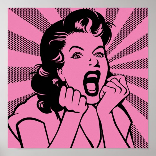 Femme frustrée hurle drôle affiche (Devant)