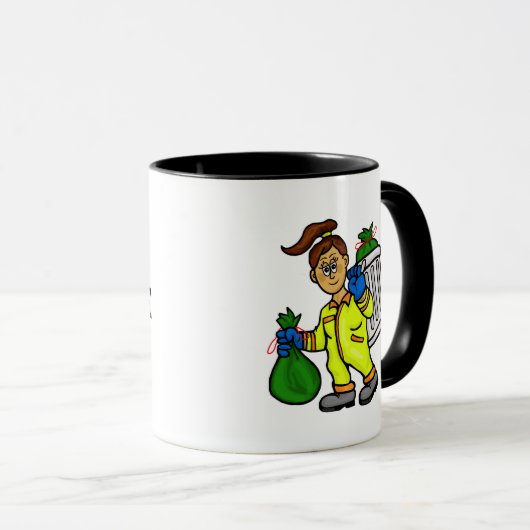 Femme Garbage Worker Nom Mug (Devant droit)