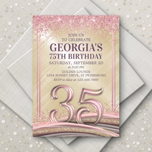 Femme Glam 35e anniversaire Invitation