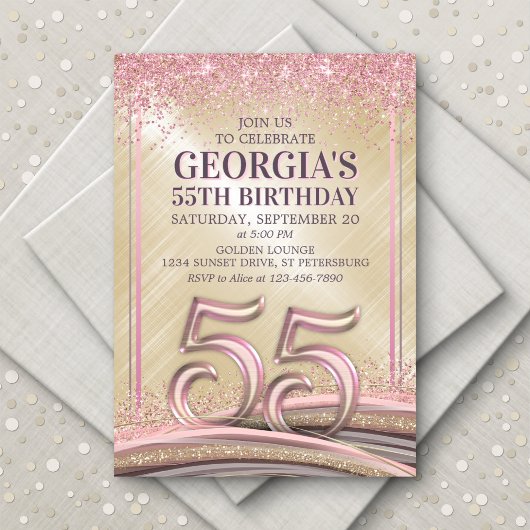 Femme Glam 55e anniversaire Invitation