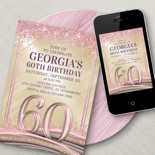 Femme Glam 60e anniversaire Invitation