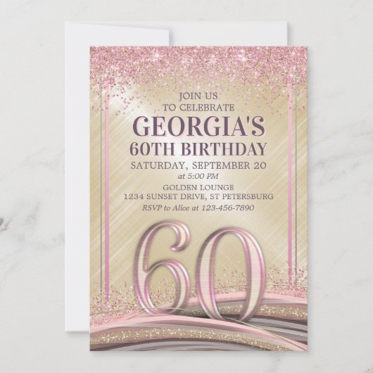 Femme Glam 60e anniversaire Invitation (Devant)