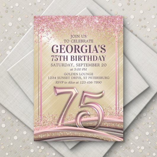 Femme Glam 75e anniversaire Invitation