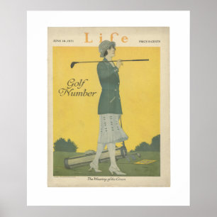 Femme golfeur la vie affiche en juin 1921 vintage