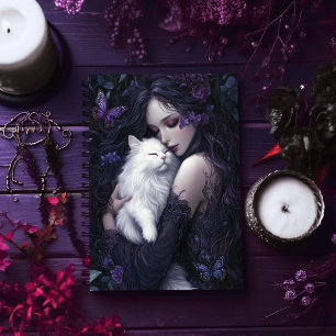 Femme gothique avec chat blanc