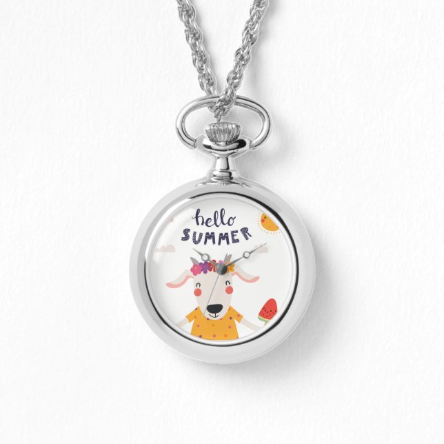 Femme Hello Summer Double Bracelet Argent Horloge (Voorkant)