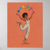 Femme heureuse qui danse avec impression d'art d'é (Devant)