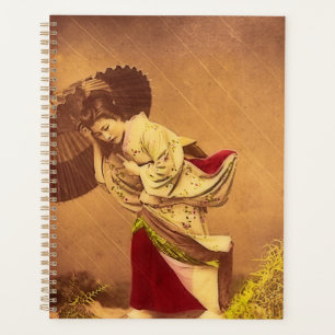Femme japonaise vintage dans le vent