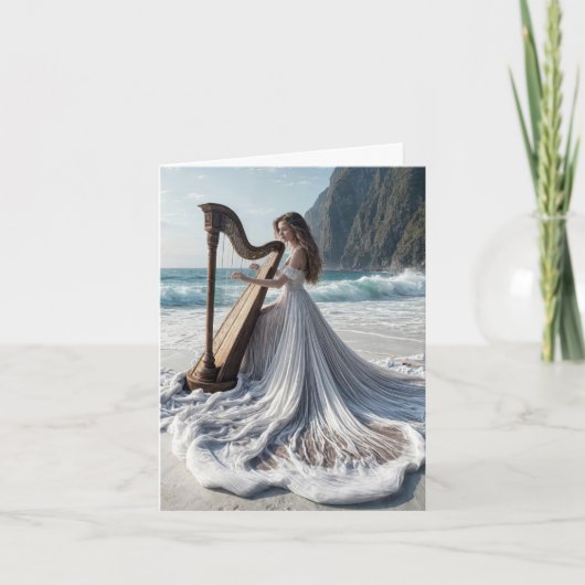 Femme jouant à la carte de note de harpe (Devant)