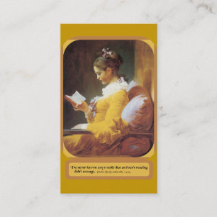 Femme lisant le carte de visite régulier