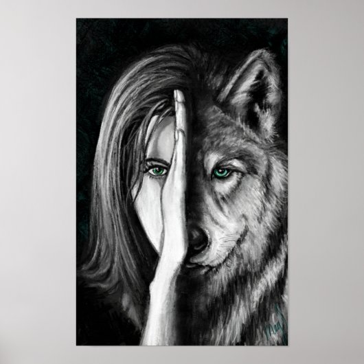 Femme Loup - Affiche d'émotion - Impression d'art (Devant)