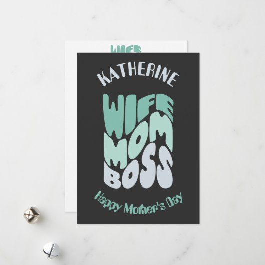 Femme, maman, patron sur mesure Carte de fête des (Devant/Arrière en situation)