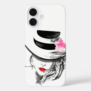 Femme moderne avec coque iphone Casquette