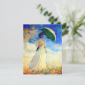 Femme Monet avec un Parasol face à la carte de dro (Debout devant)