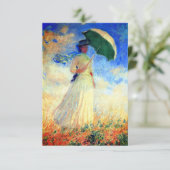 Femme Monet avec un Parasol face à la carte de dro (Debout devant)