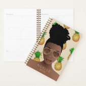 Femme noire, Couleurs or, Motif ananas, Beige (Devant avec enveloppe)