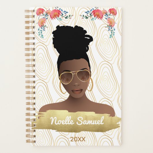 Femme noire, Fleurs Whimsical Formes Or (Devant)