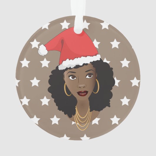 Femme noire Noël Chapeau de Noël, Étoiles blanches (dos)