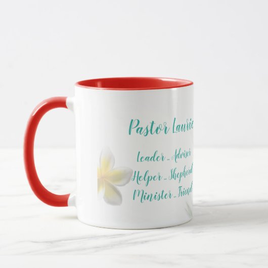 Femme Pasteur enseignant Fleurs tropicales Mug (Gauche)