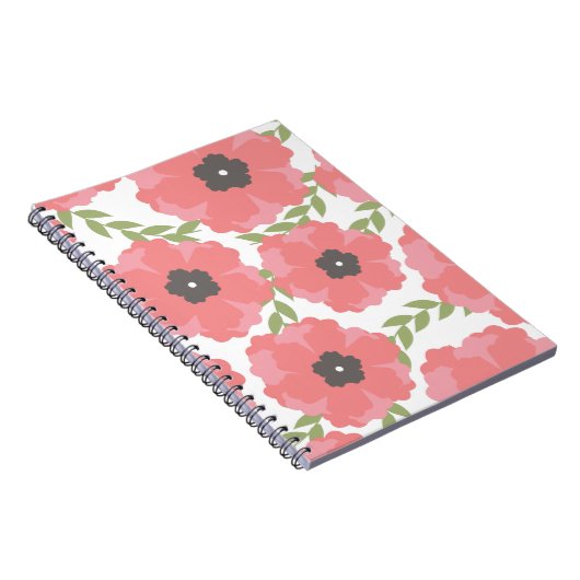 Femme Pink Floral Pattern Notitieboek (Rechterzijde)
