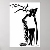 Femme plage champagne Noir Blanc Déco (Devant)