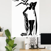 Femme plage champagne Noir Blanc Déco (Bureau à domicile)