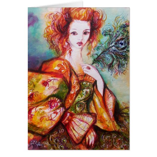 FEMME ROMANTIQUE AVEC PÂTE DE PEACOCK ÉCLANTE (Devant)