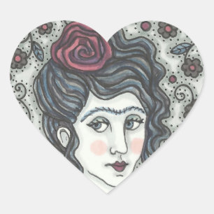 FEMME, ROSE GOTHIQUE STICKERS BILLETS BILLETS DE C
