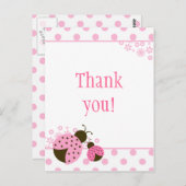 Femme rose mignonne filles bug merci carte postale (Devant / Derrière)