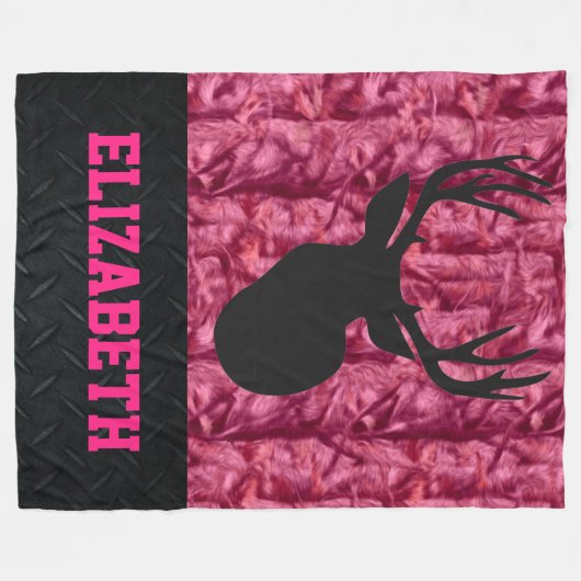 Femme rose robuste Camo Deer Chasse Nom Couverture (Devant (Horizontal))