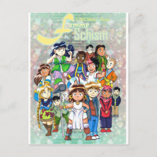 Femme Schism Chibi Group Briefkaart
