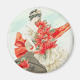 Femme sur le Magnet Vintage de la Bell de Noël