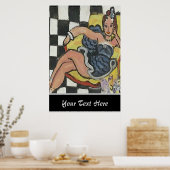 Femme sur téléphone portable Abstrait, affiche sty (Cuisine)