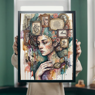 Femme surréaliste vintage Art mural Cœur Esprit