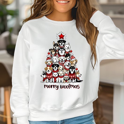 Femme Sweatshirt de Noël Chien Mama Woofmas