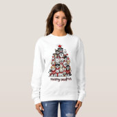 Femme Sweatshirt de Noël Chien Mama Woofmas (Devant entier)