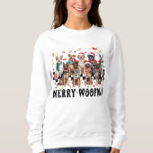 Femme Sweatshirt de Noël Chien Mama Woofmas (Devant)