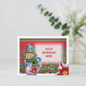 Femme tricot sur Tulips do-it-yourself carte posta (Debout devant)